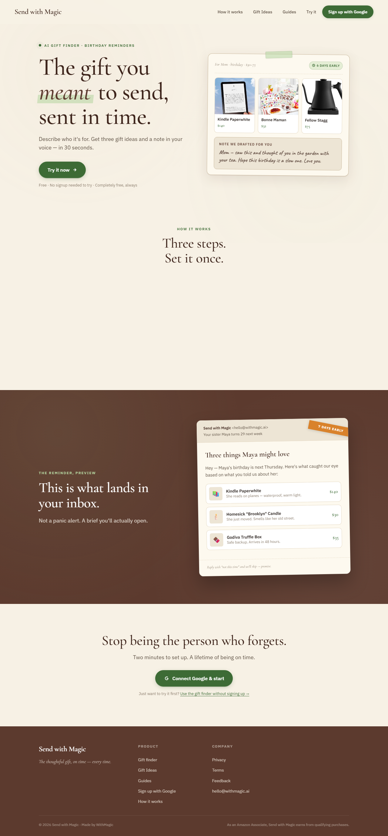 Send with Magic homepage